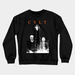 CULT CVLT Occult dark black metal creepy old ghost spirit photo Crewneck Sweatshirt